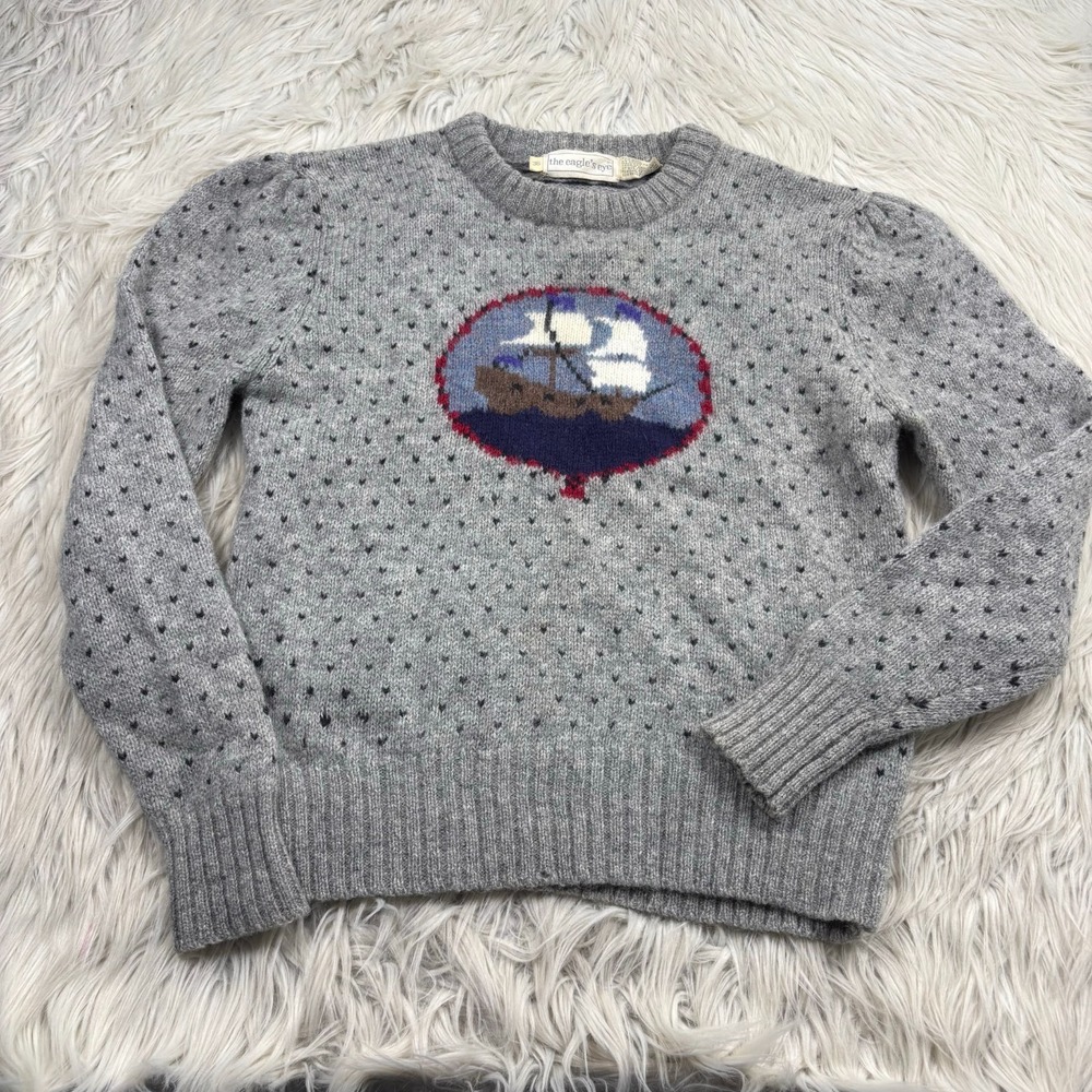 Vintage Eagle's Eye Women's XS Wool Boat Motif Sweater Coastal Fisherman